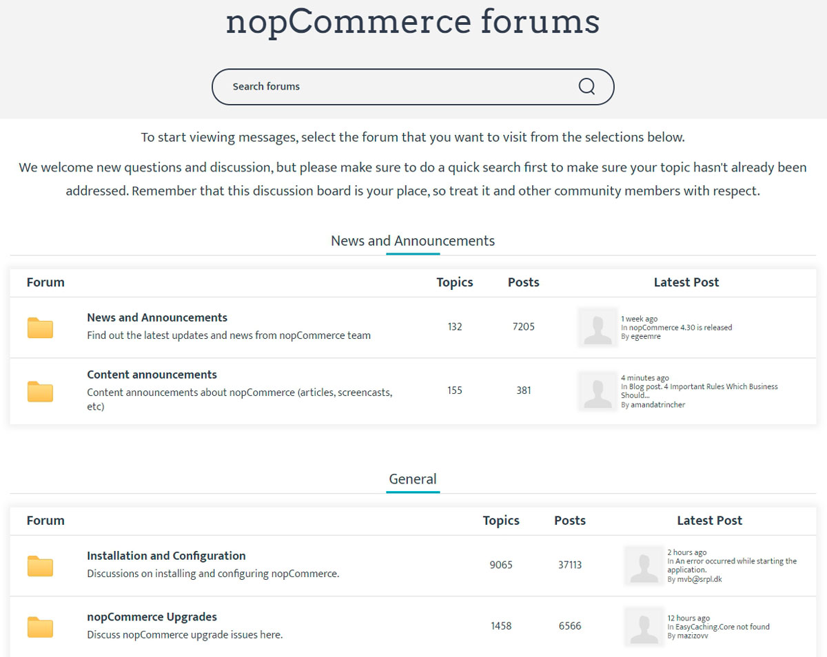 nopCommerce forums