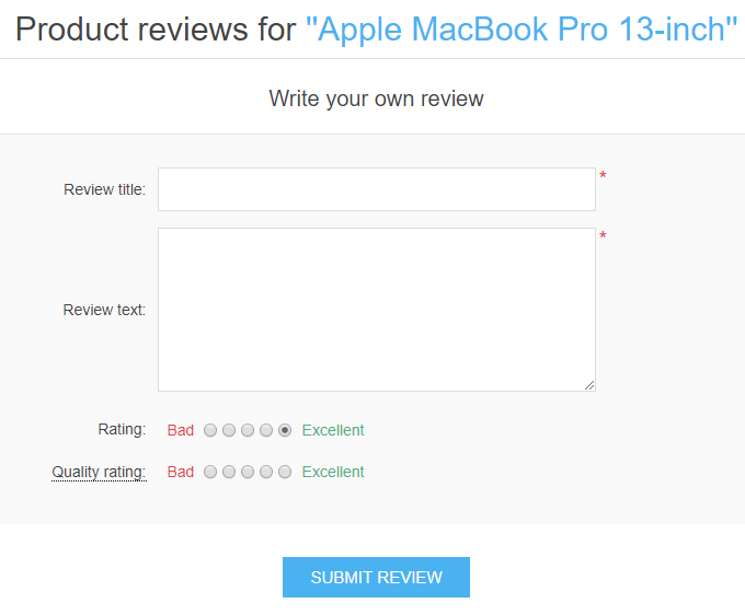 Product reviews