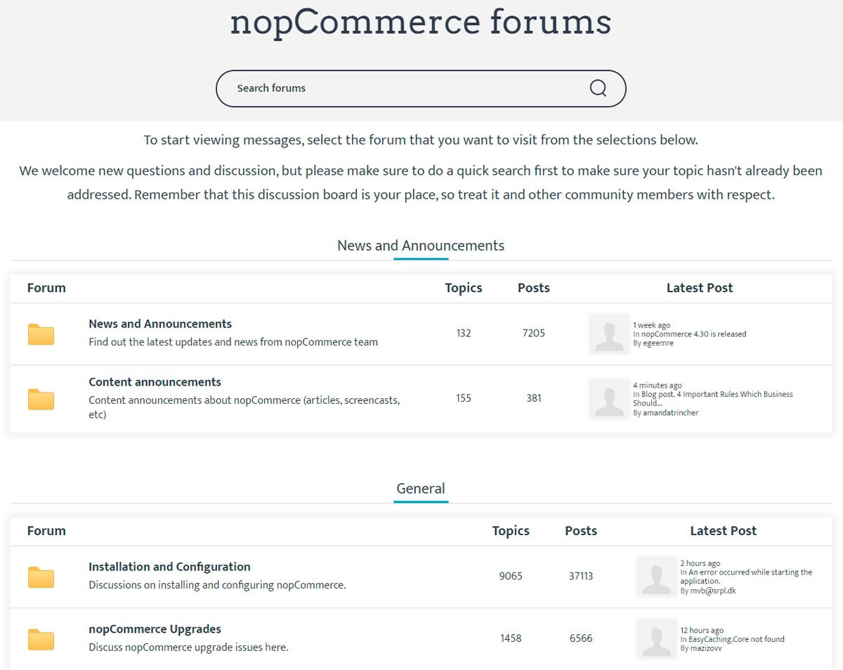 nopCommerce forums