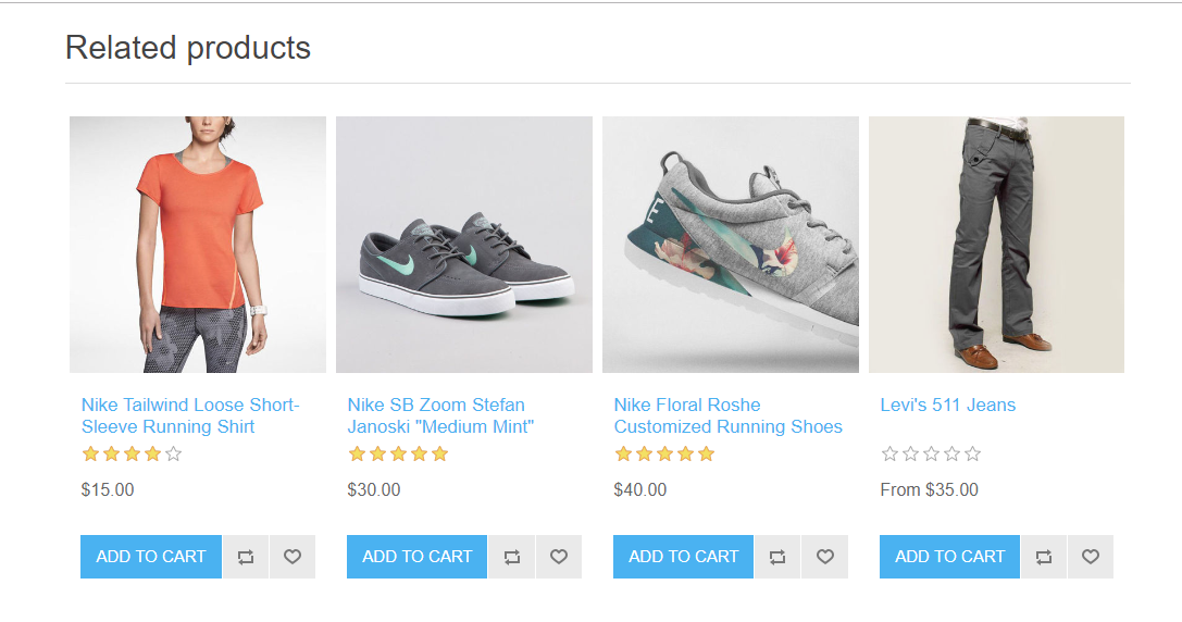 Related products on the product details page